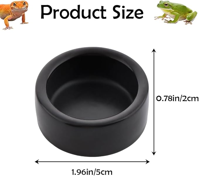 3 Pack Reptile Ceramic Feeding Bowl Food and Water Dish Anti Escape Bowl for Small Reptile Spider Lizard Gecko Frog Turtle Hermit Crab (Black)