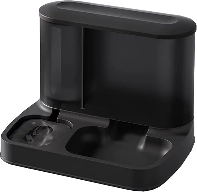 Automatic Cat Feeder and Water Gravity Dispenser 2 in 1 Pet Self Dry Food Bowl Watering Supplies for Indoor Small Dogs Puppy Kitten (Black)