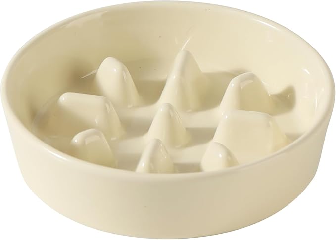 Havniva Dog Bowls Slow Feeder, Ceramic Slow Feeder Dog Bowls for Fast Eater | 0.9 Cups Dog Food Bowl Puzzle Feeder, Slow Feeding Bowls for Small Breed, Non-Slip Base, Anti-Choking