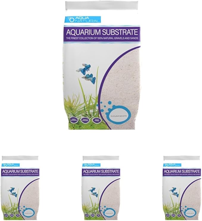 Aqua Natural Sugar White Sand 10lb Substrate for aquascaping, Aquariums, vivariums and terrariums (Pack of 4)