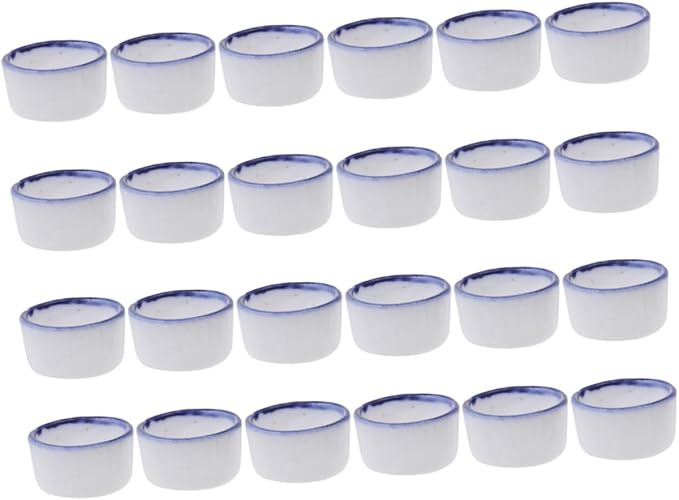 Toyvian 24pcs Reptile Water Bowl Set Ceramic Feeding Sinks for Baby Spiders for Crawling Pets Drainage Design