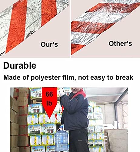 Bird Scare Tape, 1''x260FT Red Spiral Double Sided Repellent Deterrent Reflective Tape for Scaring Birds Away… (Red-1)