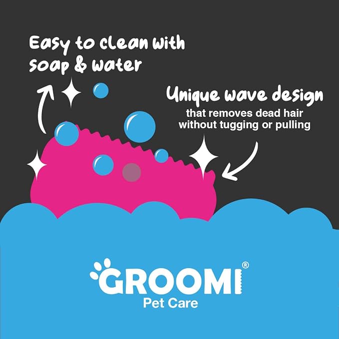 Groomi Tool for Pets - Deshedding Brush. Pet Comb for Cats, Dogs and Horses. Dog Comb, Dog Shedding Brush, Great Dog Brush to Reduce Shedding, Dog Brush, Cat Brush, Professional Pet Comb, (Pink)