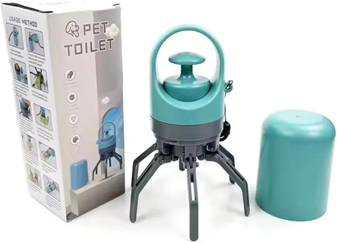 Dog Pooper Scooper, Portable No-Touch Waste Picker with Built-in Bag Dispenser (1 Roll 15 Count), One-Handed Claw Grabber with Wrist Lanyard, Leak-Proof Odor-Control Storage, for Small & Medium Dogs