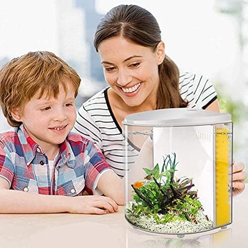 Small Fish Tank 1.2 Gallon Betta Fish Tank with Filter and Light for Jellyfish, Goldfish, Aquarium Starter Kit for Home, Office, Room, Decorative Desktop