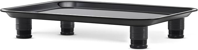 Marsui Ant Proof Pet Food Tray, Waterless Raised Cat Dog Bowl Stand with Adjustable Legs, No-Fill Physical Barrier for Indoor Feeding Station, Kitchen Sweets and Trash Area(43mm-75mm,Black)