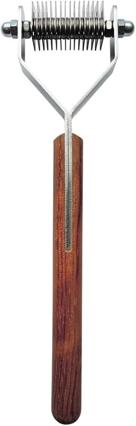 Mars Coat King Original Dematting Undercoat Grooming Rake Stripper Tool for Dogs and Cats, Stainless Steel with Wooden Handle, Made in Germany, 16-Blade