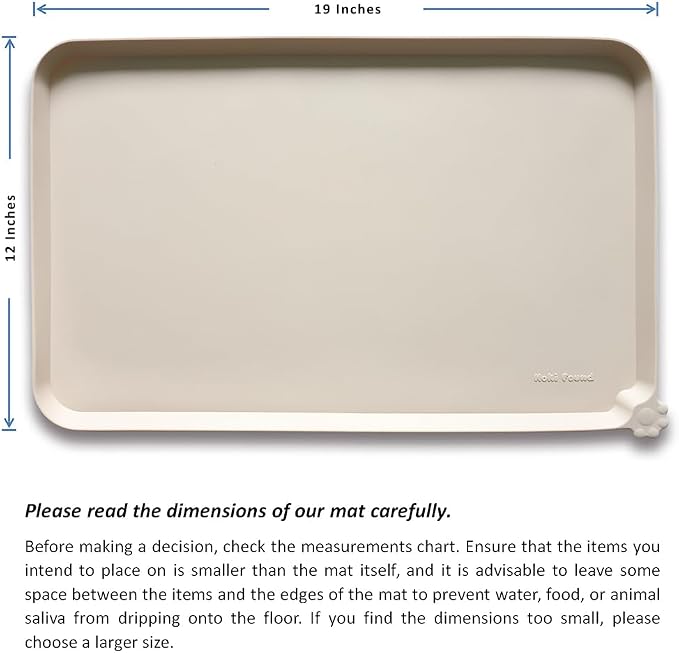 Hoki Found Silicone Pet Food Mat Tray - High-Lips Dog and Cat Bowl Mat - Waterproof Feeding Mat for Floors - Papayawhip