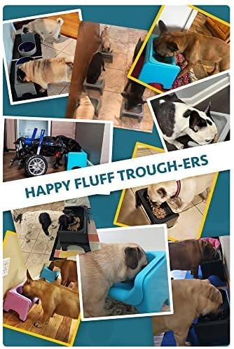 Fluff Trough Elevated Slow Feeder Dog Bowls | Puzzle Cat Bowl with Non-Toxic Silicone Minimizes Neck Strain | No Spill Slow Feeder Bowl Insert Set Ideal for Flat Face Pets