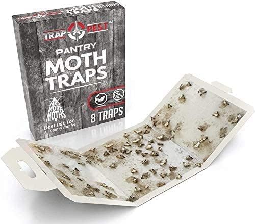 8 Pack Pantry Moth Traps- Safe and Effective for Food and Cupboard- Glue Traps with Pheromones and Anti bacterial for Pantry Moths