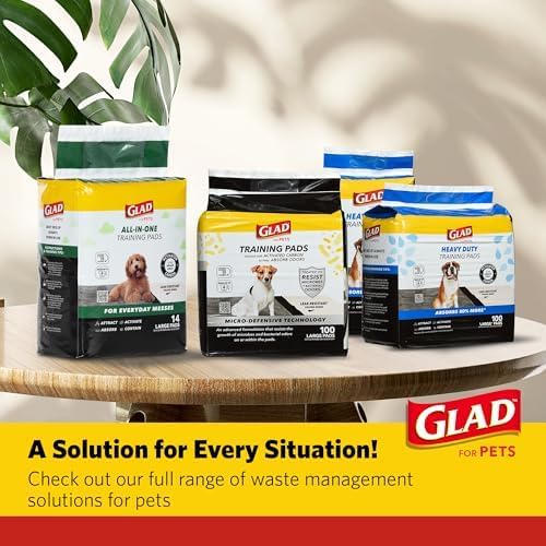 Glad for Pets Black Charcoal Puppy Pads, All-in-One | Puppy Potty Training Pads That ABSORB & NEUTRALIZE Urine Instantly | New & Improved Quality Puppy Pee Pads, 150 count - 2 Pack | Super-absorbent, disposable pads for potty training, crate training, ...
