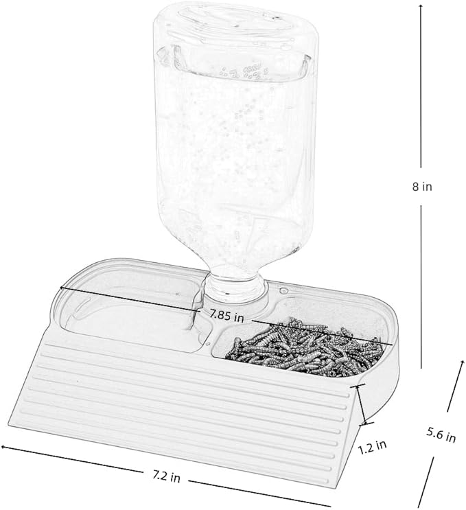 17oz 2 in 1 Terrarium Tank Reptile Food Feeders Bowl, Water Feeder Automatic Water Dispenser Waterer Feeding Accessories, for Geckos Lizards Turtle Bearded Dragons (Red)