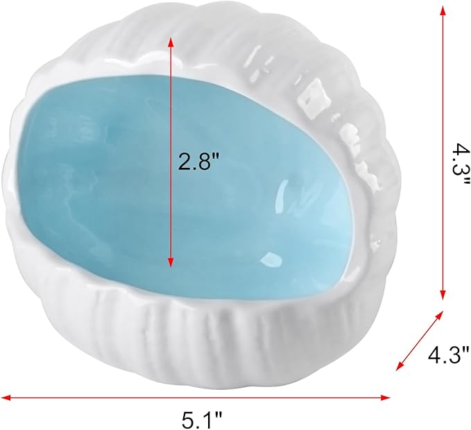 AnRui Cute Ceramic Aquarium Decorations Large Conch Shell-Shaped House Thematic Betta Fish Tank Accessory Decor Ornament Hideout Cave for Fish Playing or Hiding, Blue