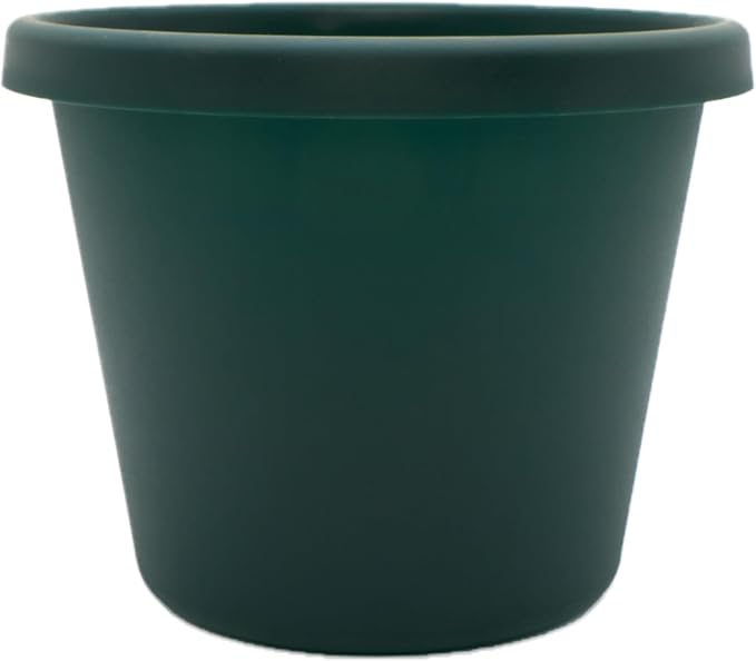 The HC Companies Prima Round Plastic Plant Pot w/Rolled Rim - Lightweight & UV Resistant Flower Pot for Herbs & More - Outdoor & Indoor Plant Pots w/Drainage (16 inch, Evergreen, Pack of 1)