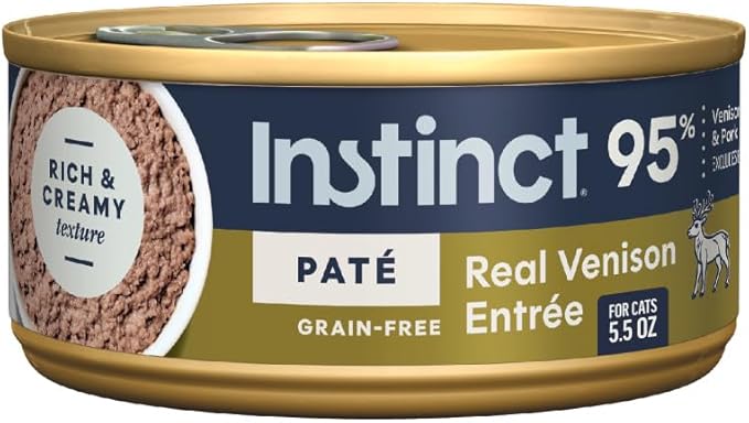 Instinct Pate Entrees, Wet Canned Cat Food, Grain-Free - Real Venison, 5.5 oz. Cans (Pack of 12)