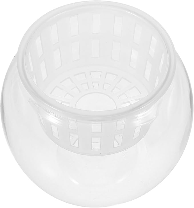 Beaupretty Plastic Betta Fish Bowl with Hydroponic Planter, Round Small Plastic Aquarium Terrarium Bowl for Desktop, Mid-Size 110c Fish Tank for Living Room Decor