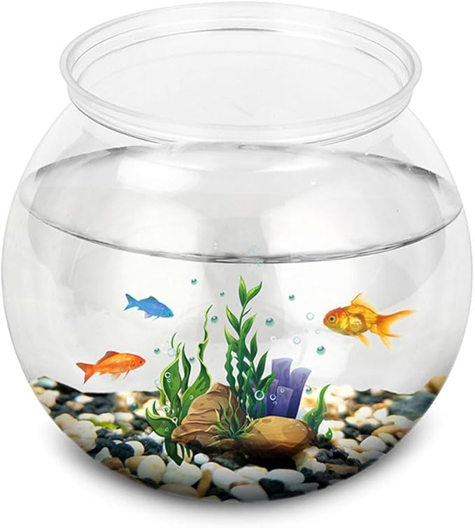 PRETYZOOM 1 Gallon Plastic Fish Bowl Clear Spherical Aquarium Tank for Betta Fish Turtle Shrimp and Small Aquatic Pets Multi-Functional Water Plant Pot and Desk Decor