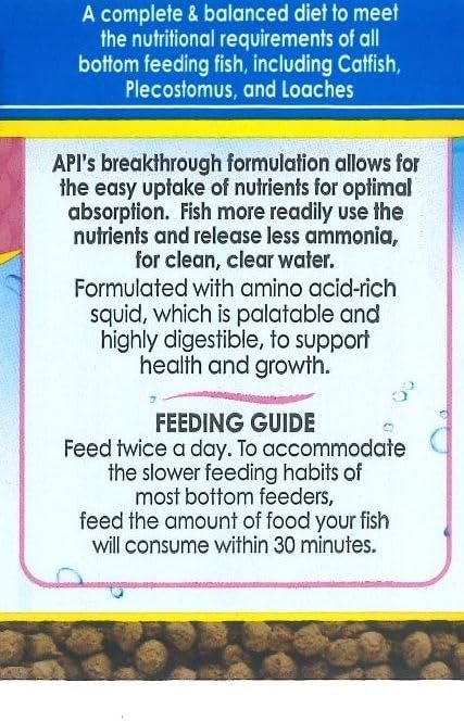 API BOTTOM FEEDER PELLETS WITH SQUID Fish Food 1.3-Ounce Container