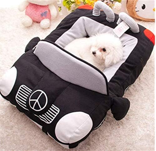 Sports Car Shaped Pet Dog Cat Bed, Fashionable Deluxe Cozy Cute Car Pet Bed Design, Soft Upholstered Plush Sofa, Durable Washable Anti-Slip Bottom Dog Beds (Contains Cushion) (Black)