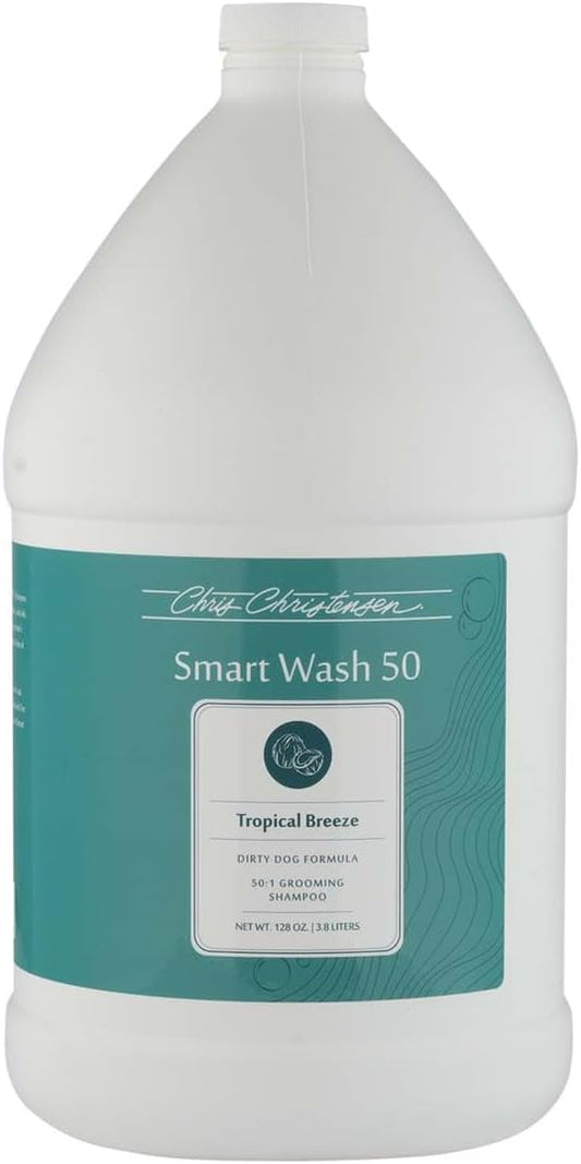 Chris Christensen SmartWash50 Ultra Concentrated Dog Shampoo, Makes up to 50 Bottles, Groom Like a Professional, Delightfully Fragranced, Suitable for All Coats, Made in The USA (Tropical - Breeze)