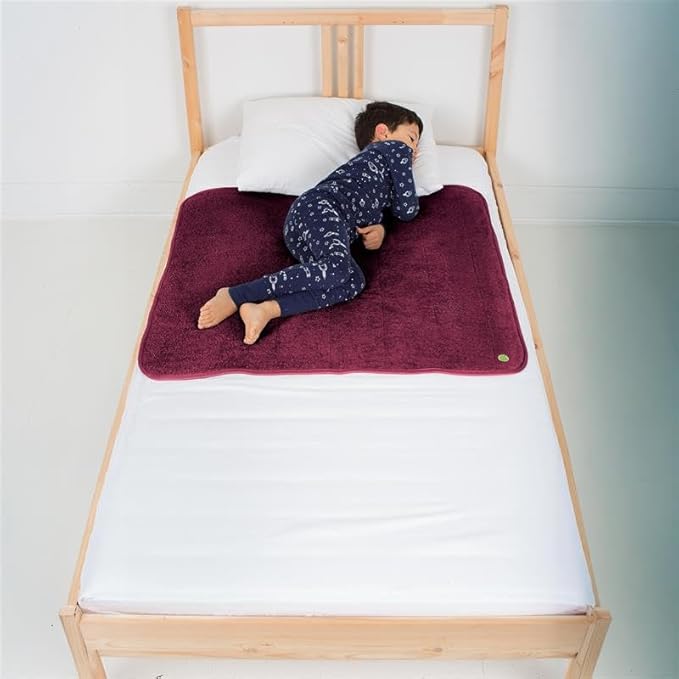 PeapodMats Bedwetting Waterproof Bed Mat, Reusable 3x3 Plum | Washable reusable bed mat for bedwetting, incontinence, kids, adults, pets, and mattress protection.