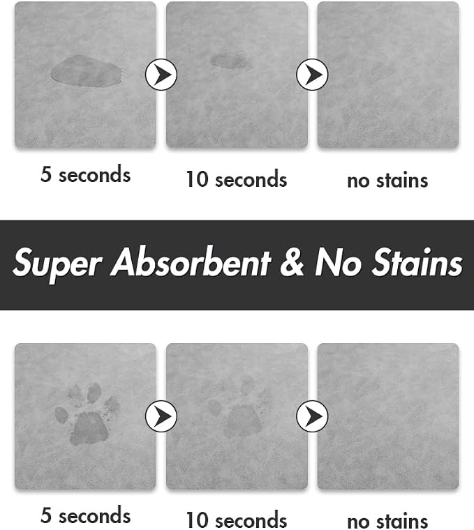 MontVoo-Absorbent Pet Feeding Mat-No Stains Pet Mat for Food and Water Bowl-Quick Dry Cat & Dog Food Mat Water Dispenser Mat-Pet Supplies Mat-Dog Water Bowl Mat for Messy Drinker,（LightGrey,23"x34"）