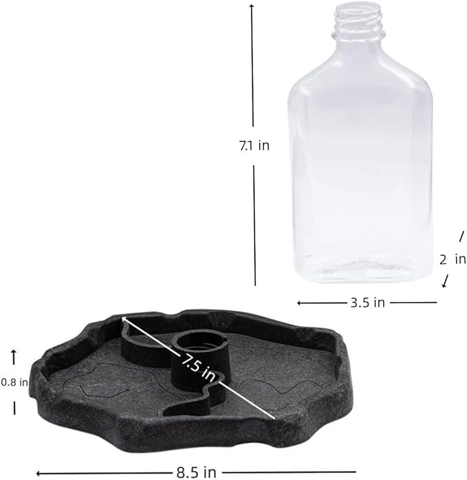 17oz 2 in 1 Terrarium Tank Reptile Food Feeders Bowl, Water Feeder Automatic Water Dispenser Waterer Feeding Accessories, for Geckos Lizards Turtle Bearded Dragons (Dark Brown)