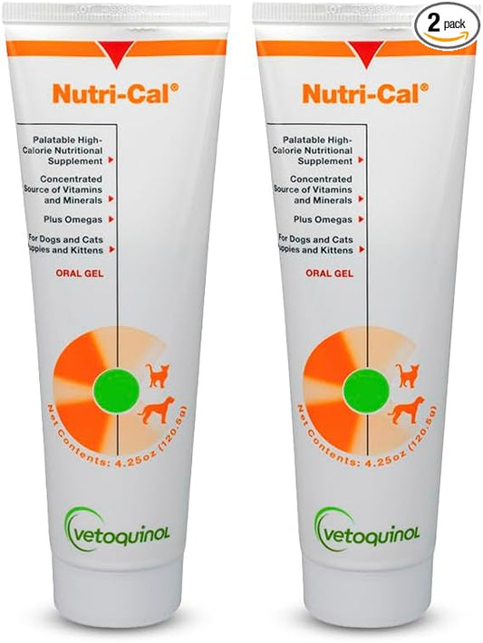 Vetoquinol Nutri-Cal - High-Calorie Nutritional Gel - Supports Daily Nutrition for Picky Eaters - Essential Nutrients & Vitamins for Cats & Dogs - Easy Feeding Oral Gel - 4.25 oz (Pack of 2)