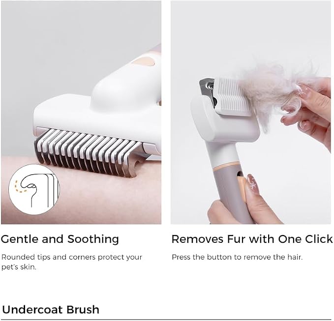 VOOCOO Self Cleaning Slicker Brush, A Complete Grooming Tool, Deshedding Undercoat and Hair Removal for Dogs and Cats, Safe and Gentle on Pets Skin, Easy Pet Hair Removal.