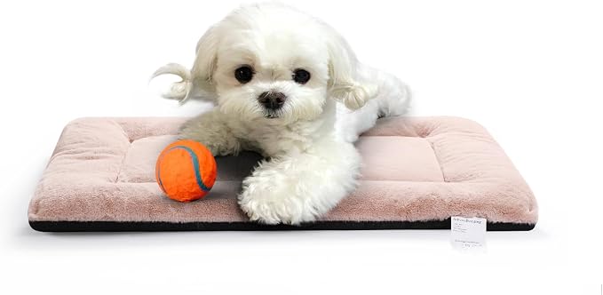 Dog Crate Pad Washable Dog Bed for Crate Small Cozy Mat 22-Inch Pink | Ultra Soft Kennel Pad,Anti-Slip Bottom,Fits for Most Metal Crates,Comfortable Sleeping Pet Mat