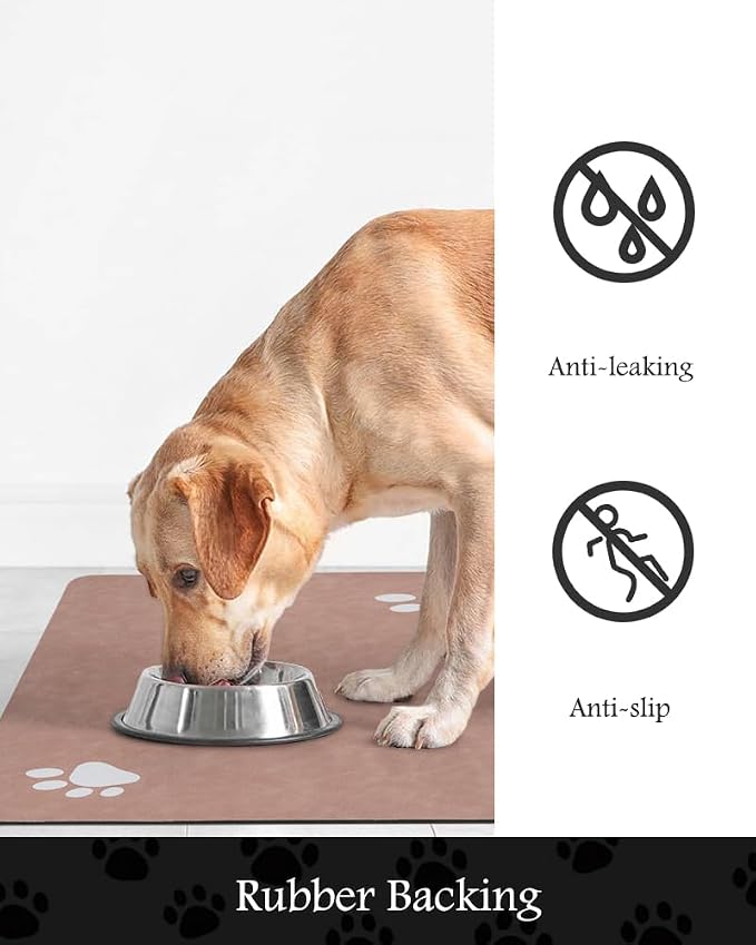 Pet Feeding Mat-Absorbent Dog Mat for Food and Water Bowl-No Stains Quick Dry Water Dispenser Mat-Dog Accessories Pet Supplies-Bowl for Messy Drinkers（Dusty Pink,16"x24"