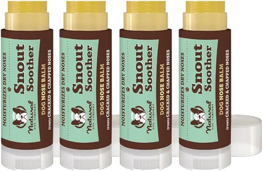 Natural Dog Company Snout Soother Dog Nose Balm 4-Pack – Moisturizing Care for Dry, Crusty, Cracked Noses with Coconut Oil & Shea Butter, Lick Safe Dog Snout Balm for All Breeds – 0.15 oz Travel Stick