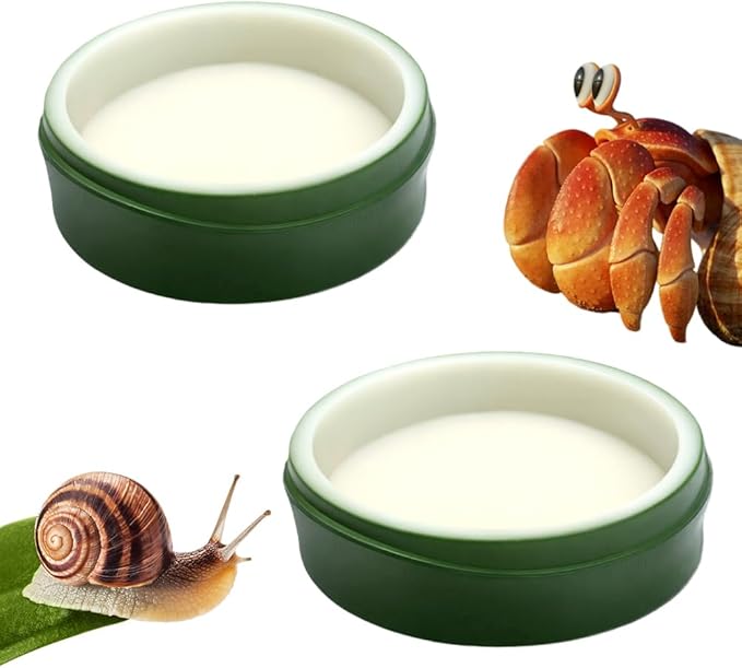 2 Pcs Snail Water and Food Bowl Hermit Crab Feeding Dish for Snail Crab Millipede Frog Tarantula Small Reptile