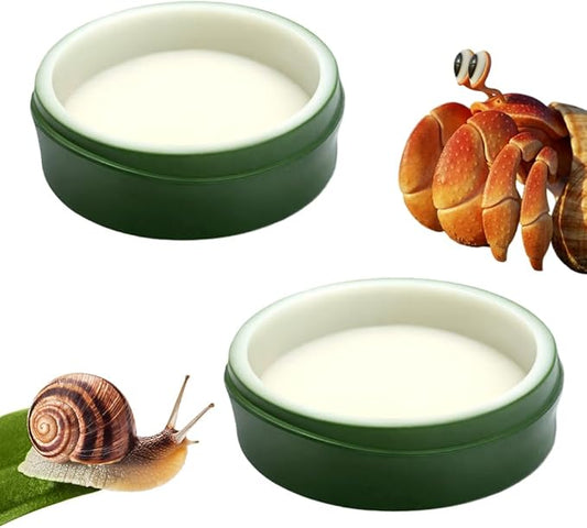 2 Pcs Snail Water and Food Bowl Hermit Crab Feeding Dish for Snail Crab Millipede Frog Tarantula Small Reptile