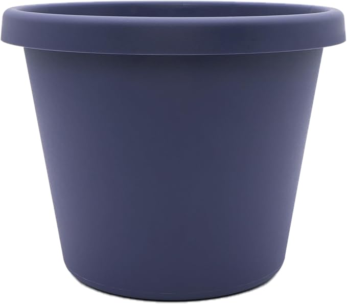 The HC Companies Prima Round Plastic Plant Pot w/Rolled Rim - Lightweight & UV Resistant Flower Pot for Herbs & More - Outdoor & Indoor Plant Pots w/Drainage (12 inch, Twilight Blue, Pack of 1)