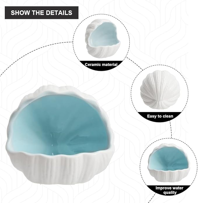 AnRui Cute Aquarium Decorations Ceramic Conch Shell-Shaped House Thematic Betta Fish Tank Accessory Decor Ornament Hideout Cave for Fish Playing or Hiding, Blue