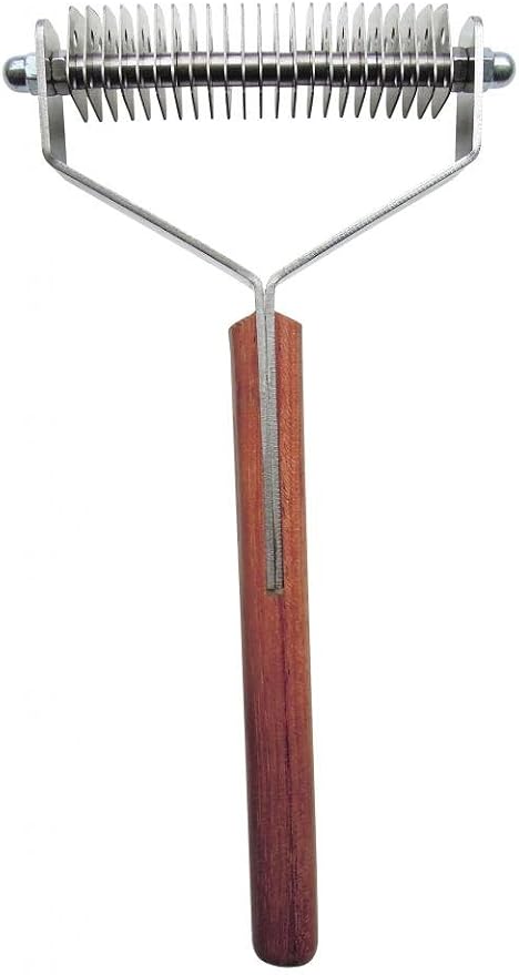Mars Coat King Double Wide Dematting Undercoat Grooming Rake Stripper Tool for Dogs and Cats, Stainless Steel with Wooden Handle, Made in Germany, 23-Blade