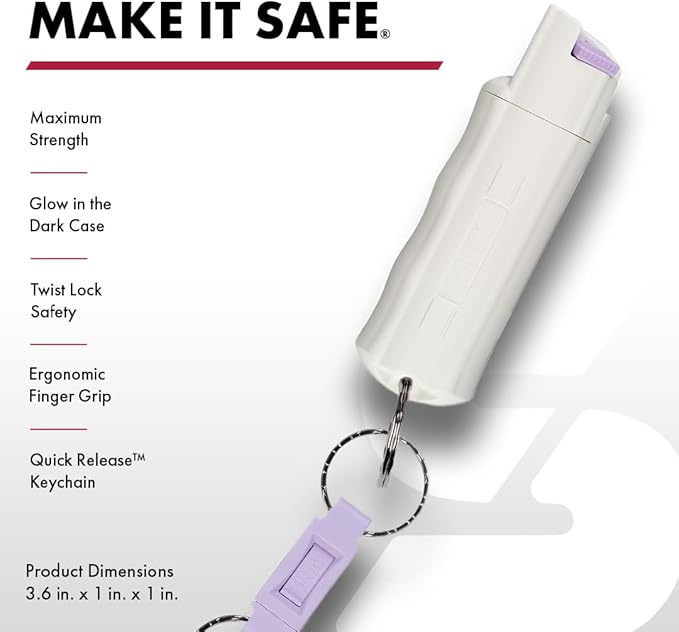 Sabre Pepper Spray - Quick Release Keychain for Easy Carry & Fast Access, Max Police Strength Self Defense OC Spray with UV Dye, 10 Sec. Spray Time, Finger Grip - Faster Aim, 0.54 fl oz,Secure Safety