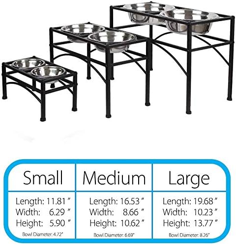 Elevated Dog Bowls Raised Pet Feeder Cat Food Water Diner Stand Set | W/ 2 Removable Stainless Steel Bowls (2 Quarts/13.77" in Height) for Large Breed Dogs Easy to Clean