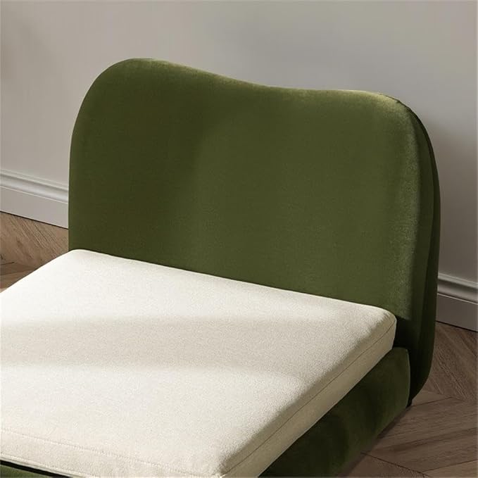 Pemberly Row Upholstered Pet Bed, Olive Green Performance Velvet, 25.5" Wx32 Dx20.5 H, Small to Medium Pets, Furniture-Grade Wood Frame, Removable Cushion, Modern Design for Living Room or Bedroom