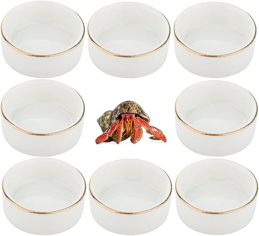 DQITJ 8 Pcs Hermit Crab Ceramic Water Bowl, Tarantula Mini Food Dish for Hermit Crab Tarantula Spider Millipede Tiny Bugs