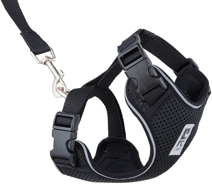 RC Pets Adventure Kitty Harness Includes Adjustable, Airmesh Fabric, 6' Leash and D-Ring Cat Walking Harness | Black, Medium