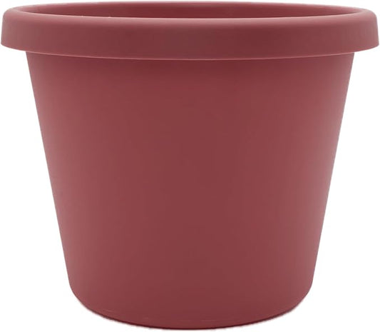 The HC Companies Prima Round Plastic Plant Pot w/Rolled Rim - Lightweight & UV Resistant Flower Pot for Herbs & More - Outdoor & Indoor Plant Pots w/Drainage (8 inch, Marsala, Pack of 1)