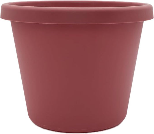 The HC Companies Prima Round Plastic Plant Pot w/Rolled Rim - Lightweight & UV Resistant Flower Pot for Herbs & More - Outdoor & Indoor Plant Pots w/Drainage (10 inch, Marsala, Pack of 1)