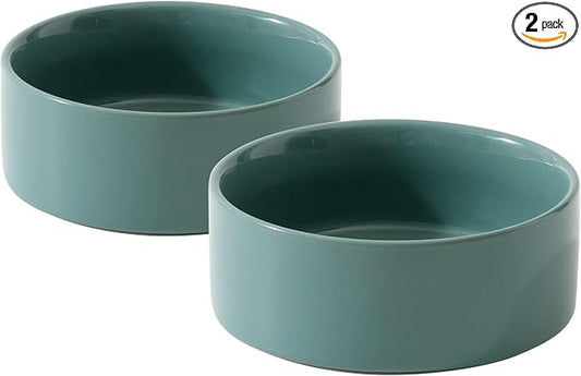 Havniva Cat Bowls Set of Two, 5.1” Ceramic Cat Food and Water Bowls | Cat Food Bowls Whisker Friendly, Non-Slip Base, Food-Grade Ceramic, Wide Opening, Dishwasher Safe, Cat Bowls for Indoor Cats