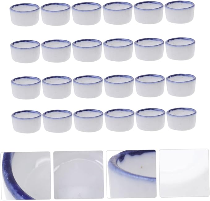 Toyvian 24pcs Reptile Water Bowl Set Ceramic Feeding Sinks for Baby Spiders for Crawling Pets Drainage Design