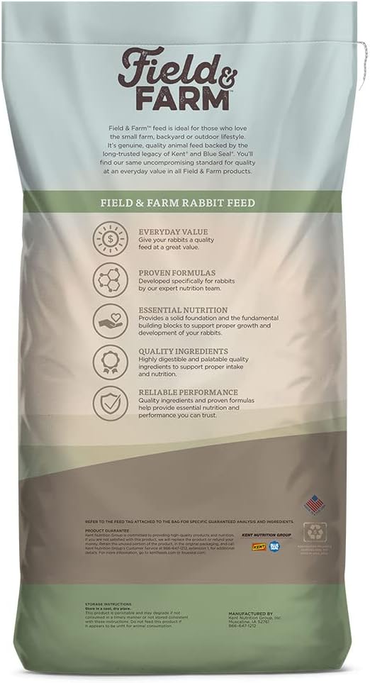 Blue Seal Field & Farm - Rabbit Feed 16 Complete | 50 Pound Bag, Premium Rabbit Food, Using Quality Ingredients, Pellets Provide Complete Daily Nutrition for All Rabbit Types