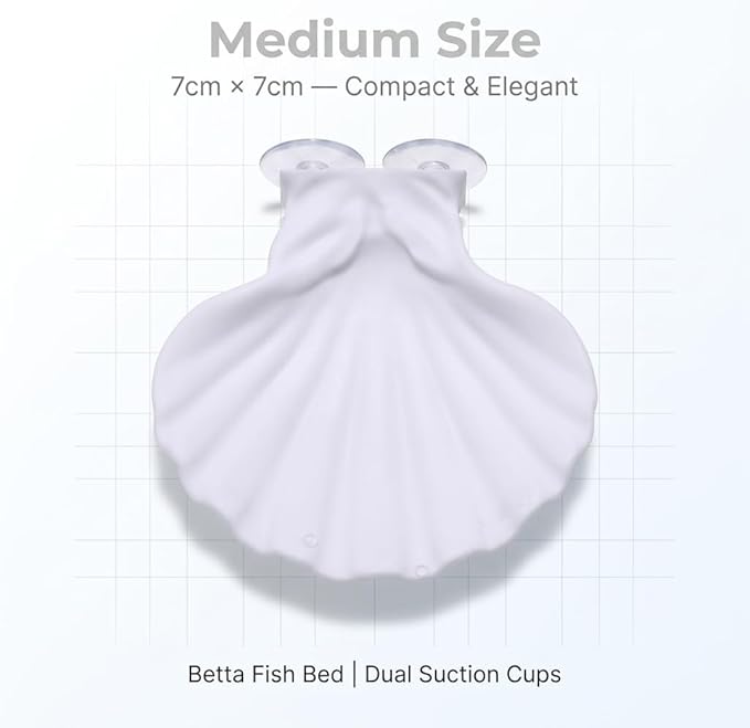 Betta Fish Hammock, Shell Pad with Strong Suction Cup Natural Resting Bed for Bettas Soft Fin-Safe Betta Fish Tank Decor and Accessories (Green Medium)