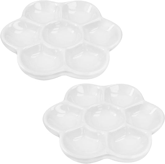 3.5" Hermit Crab Ceramic Food Dish,7 Compartments Ceramic Anti-Turning Food & Water Bowl for Hermit Crab Tarantula Snail,2Pcs