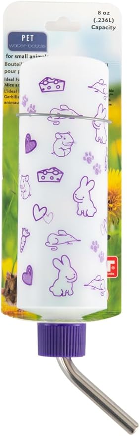 Lixit® Original Super Seal Classic Water Bottle for Rabbits, Cats, Ferrets, Hamsters, Guinea Pigs, Gerbils and Other Small Animals - Made in USA (Frosted (Pack of 1), 8 Ounce)